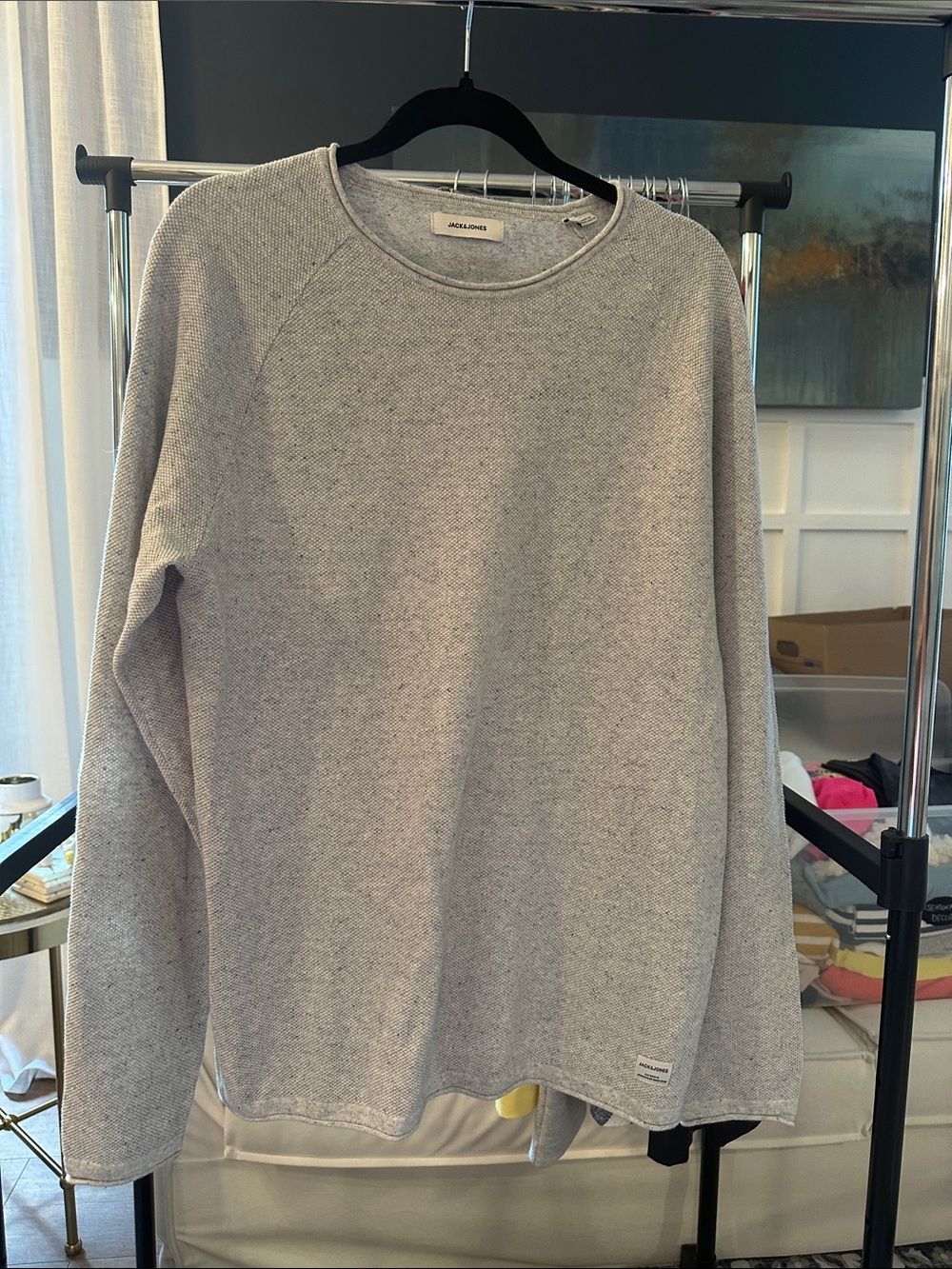 Jack & Jones Heather Light Gray Crewneck Sweater